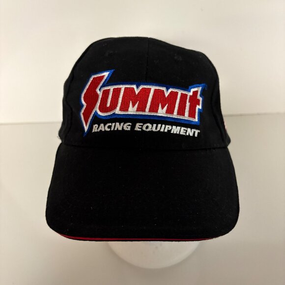 Summit Racing Black Adjustable Baseball Hat Embroidered Logo American Flag - Picture 6 of 6